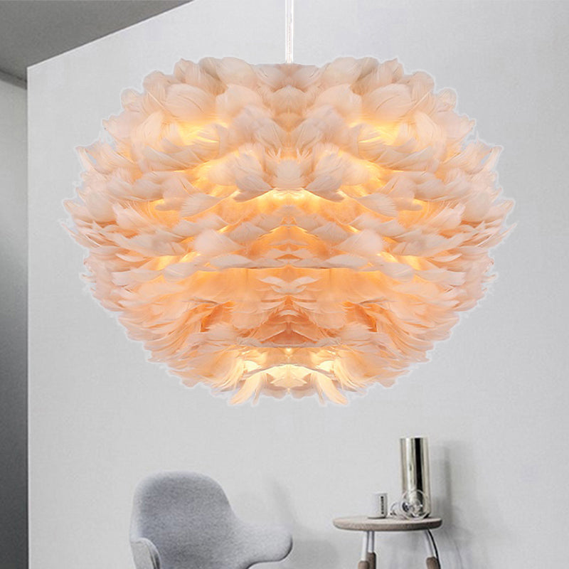 Pendant Light with Shade, Modern Style Feather Ceiling Light Fixture Grey Clearhalo 'Ceiling Lights' 'Modern Pendants' 'Modern' 'Pendant Lights' 'Pendants' Lighting' 243571