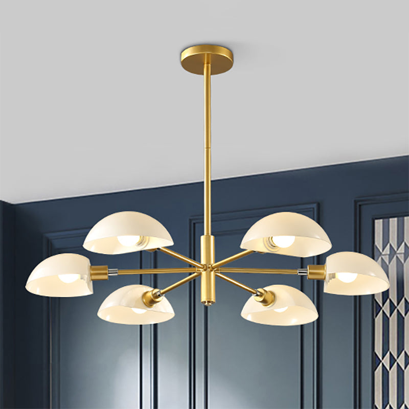 1/2 Tiers Chandelier Lamp Spoon Shade Nordic Simple Style Metal 4/6/8 Lights Hanging Ceiling Light with Black/Gold Rod Clearhalo 'Ceiling Lights' 'Chandeliers' 'Modern Chandeliers' 'Modern' Lighting' 243582