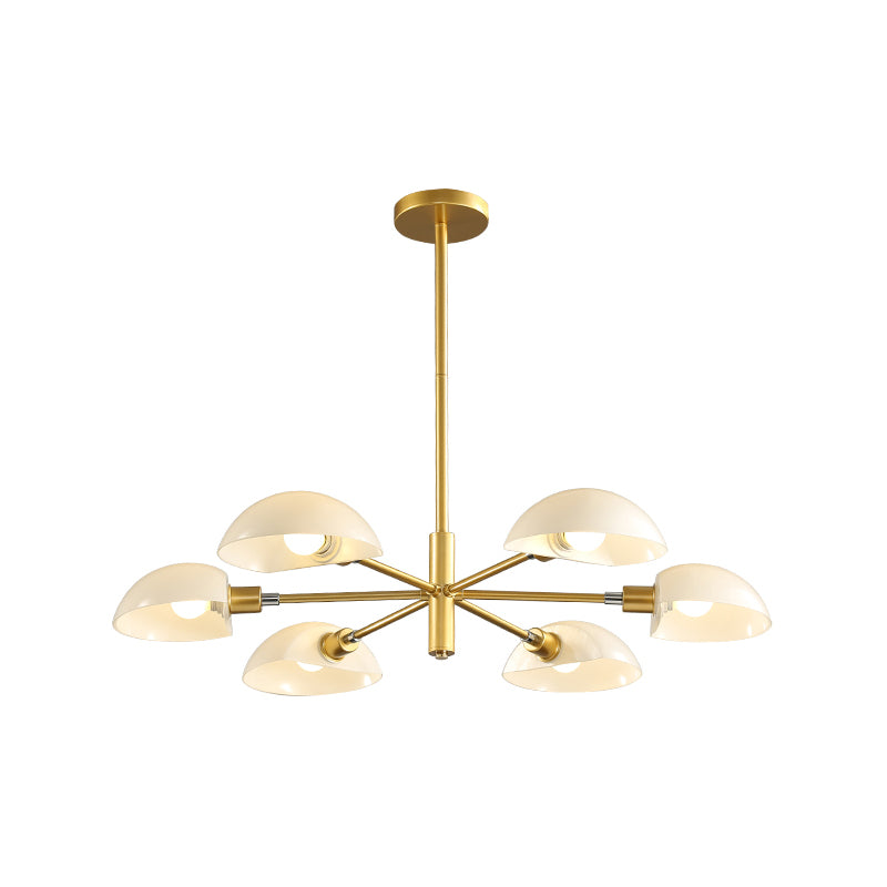 1/2 Tiers Chandelier Lamp Spoon Shade Nordic Simple Style Metal 4/6/8 Lights Hanging Ceiling Light with Black/Gold Rod Clearhalo 'Ceiling Lights' 'Chandeliers' 'Modern Chandeliers' 'Modern' Lighting' 243583