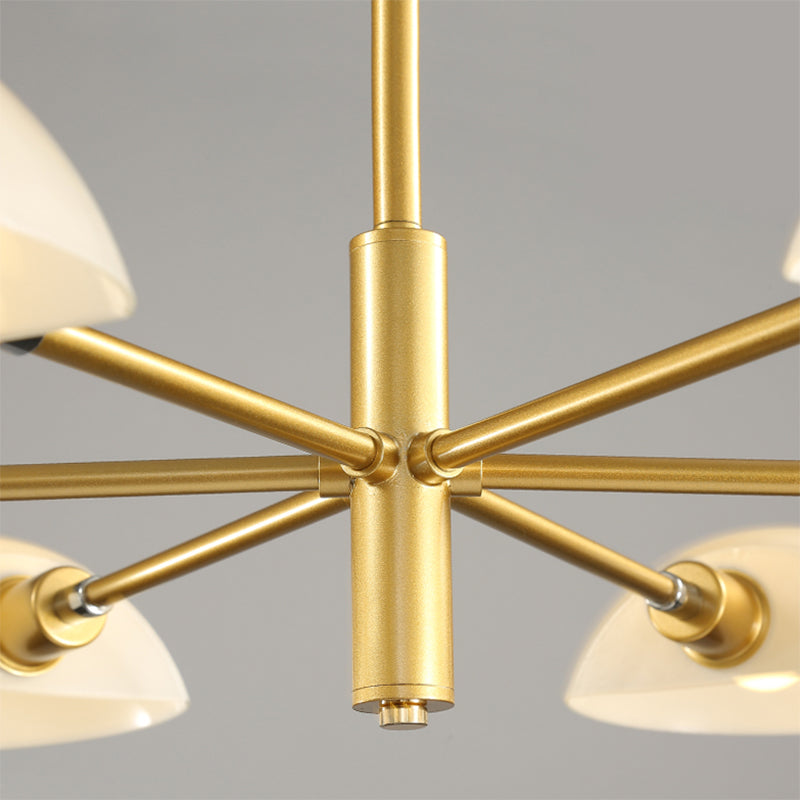 1/2 Tiers Chandelier Lamp Spoon Shade Nordic Simple Style Metal 4/6/8 Lights Hanging Ceiling Light with Black/Gold Rod Clearhalo 'Ceiling Lights' 'Chandeliers' 'Modern Chandeliers' 'Modern' Lighting' 243585