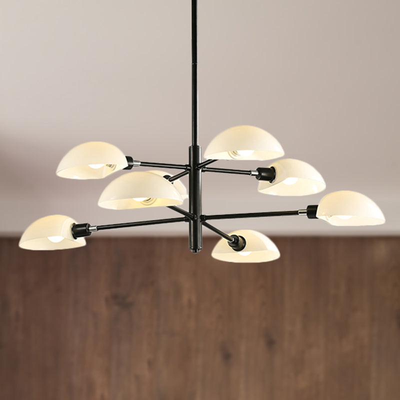 1/2 Tiers Chandelier Lamp Spoon Shade Nordic Simple Style Metal 4/6/8 Lights Hanging Ceiling Light with Black/Gold Rod Clearhalo 'Ceiling Lights' 'Chandeliers' 'Modern Chandeliers' 'Modern' Lighting' 243588