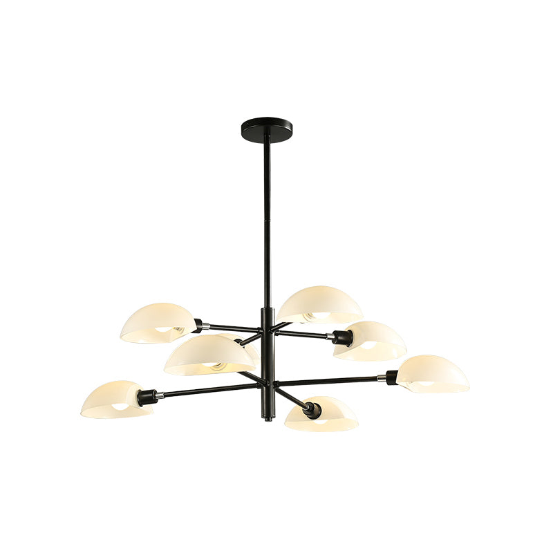 1/2 Tiers Chandelier Lamp Spoon Shade Nordic Simple Style Metal 4/6/8 Lights Hanging Ceiling Light with Black/Gold Rod Clearhalo 'Ceiling Lights' 'Chandeliers' 'Modern Chandeliers' 'Modern' Lighting' 243589