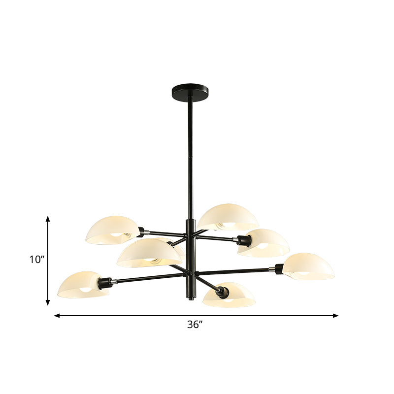 1/2 Tiers Chandelier Lamp Spoon Shade Nordic Simple Style Metal 4/6/8 Lights Hanging Ceiling Light with Black/Gold Rod Clearhalo 'Ceiling Lights' 'Chandeliers' 'Modern Chandeliers' 'Modern' Lighting' 243590