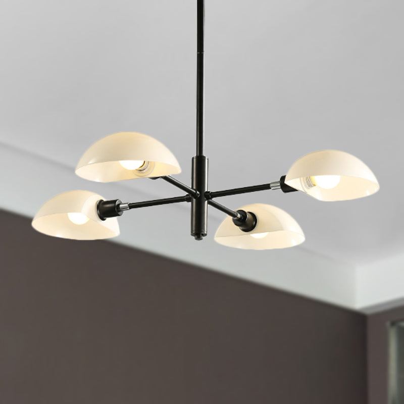 1/2 Tiers Chandelier Lamp Spoon Shade Nordic Simple Style Metal 4/6/8 Lights Hanging Ceiling Light with Black/Gold Rod Clearhalo 'Ceiling Lights' 'Chandeliers' 'Modern Chandeliers' 'Modern' Lighting' 243591