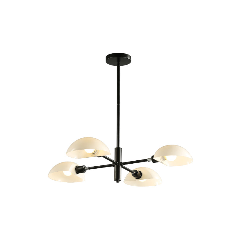 1/2 Tiers Chandelier Lamp Spoon Shade Nordic Simple Style Metal 4/6/8 Lights Hanging Ceiling Light with Black/Gold Rod Clearhalo 'Ceiling Lights' 'Chandeliers' 'Modern Chandeliers' 'Modern' Lighting' 243593