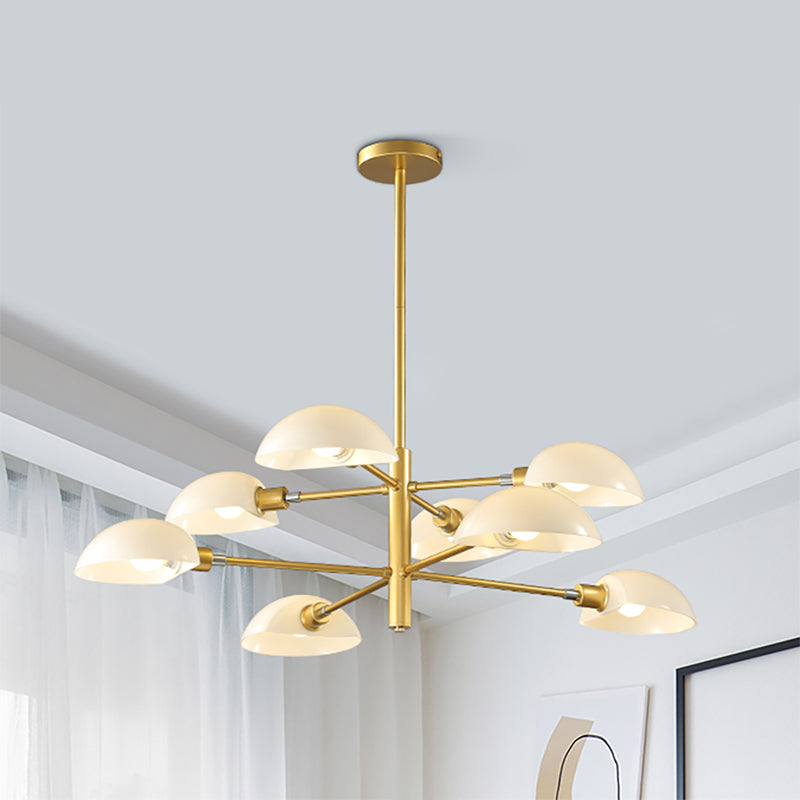 1/2 Tiers Chandelier Lamp Spoon Shade Nordic Simple Style Metal 4/6/8 Lights Hanging Ceiling Light with Black/Gold Rod Clearhalo 'Ceiling Lights' 'Chandeliers' 'Modern Chandeliers' 'Modern' Lighting' 243596