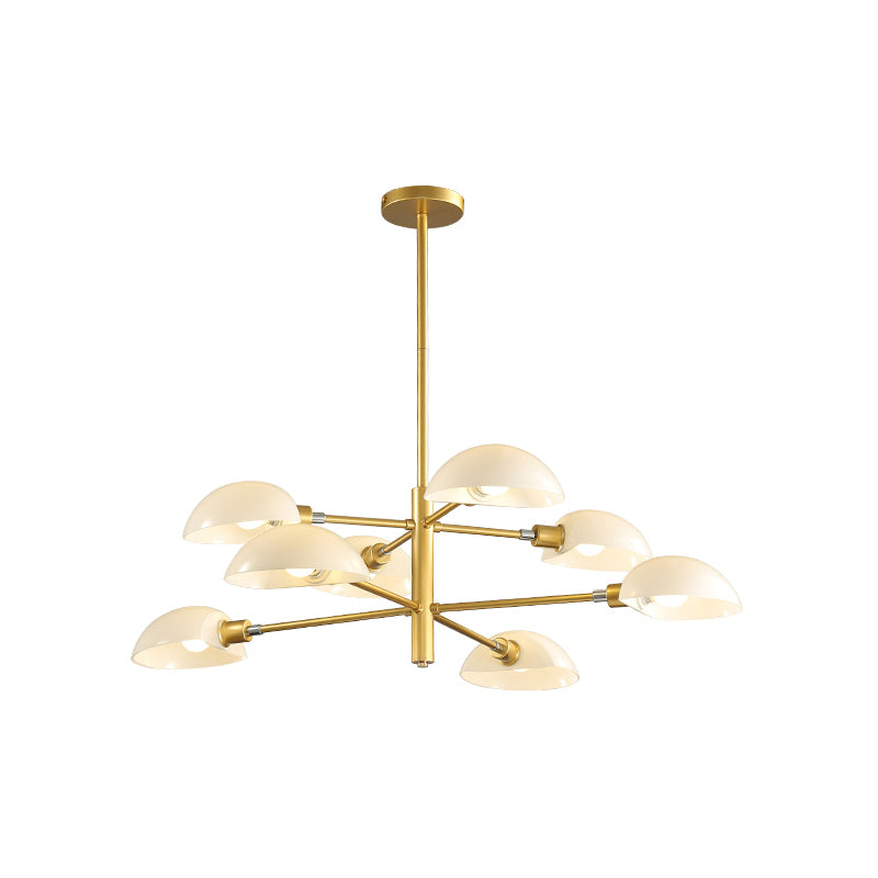 1/2 Tiers Chandelier Lamp Spoon Shade Nordic Simple Style Metal 4/6/8 Lights Hanging Ceiling Light with Black/Gold Rod Clearhalo 'Ceiling Lights' 'Chandeliers' 'Modern Chandeliers' 'Modern' Lighting' 243597