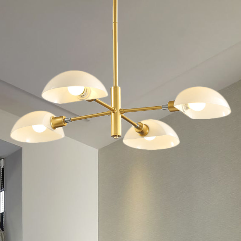 1/2 Tiers Chandelier Lamp Spoon Shade Nordic Simple Style Metal 4/6/8 Lights Hanging Ceiling Light with Black/Gold Rod Clearhalo 'Ceiling Lights' 'Chandeliers' 'Modern Chandeliers' 'Modern' Lighting' 243599