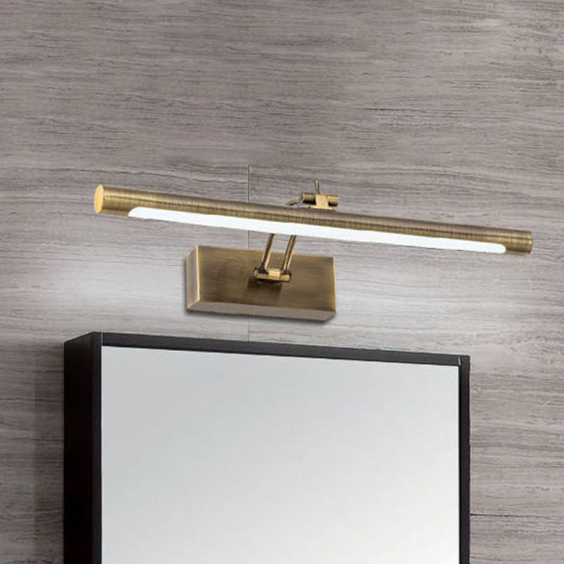 Brass/Gold Finish Tubular Wall Lamp Vintage 16"/21.5" Diameter LED Acrylic and Metallic Vanity Lighting for Bathroom Brass Clearhalo 'Cast Iron' 'Glass' 'Industrial' 'Modern wall lights' 'Modern' 'Tiffany' 'Traditional wall lights' 'Vanity Lights' 'Wall Lights' Lighting' 243605