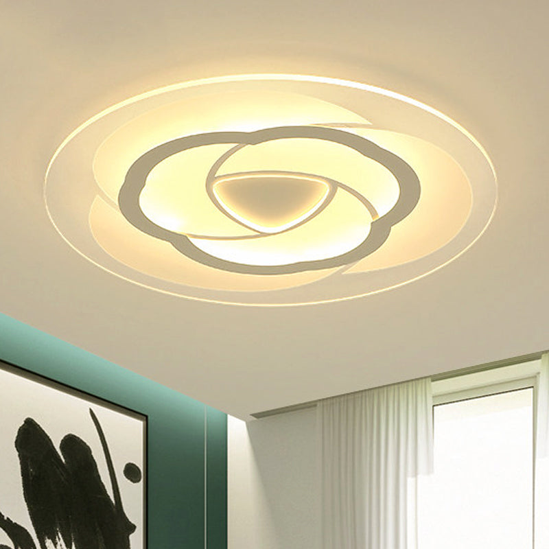 Floral Flushmount Lighting Simple Acrylic LED Bedroom Ceiling Mounted Fixture in Warm/White, 16"/19.5"/23.5" Wide White Warm Clearhalo 'Ceiling Lights' 'Close To Ceiling Lights' 'Close to ceiling' 'Flush mount' Lighting' 243636