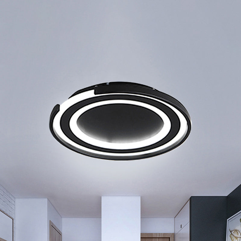 Round Flush Mount Light Fixture Simple Metal LED Black/Black and White Bedroom Ceiling Flush Mount in Warm/White, 16"/20.5" Dia Clearhalo 'Ceiling Lights' 'Close To Ceiling Lights' 'Close to ceiling' 'Flush mount' Lighting' 243646