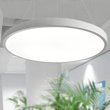 16"/19.5" Wide Plate Hanging Lamp Modern Metal Led White Ceiling Pendant Light for Office in White Light/Remote Control Stepless Dimming/Third Gear White Clearhalo 'Ceiling Lights' 'Modern Pendants' 'Modern' 'Pendant Lights' 'Pendants' Lighting' 243647