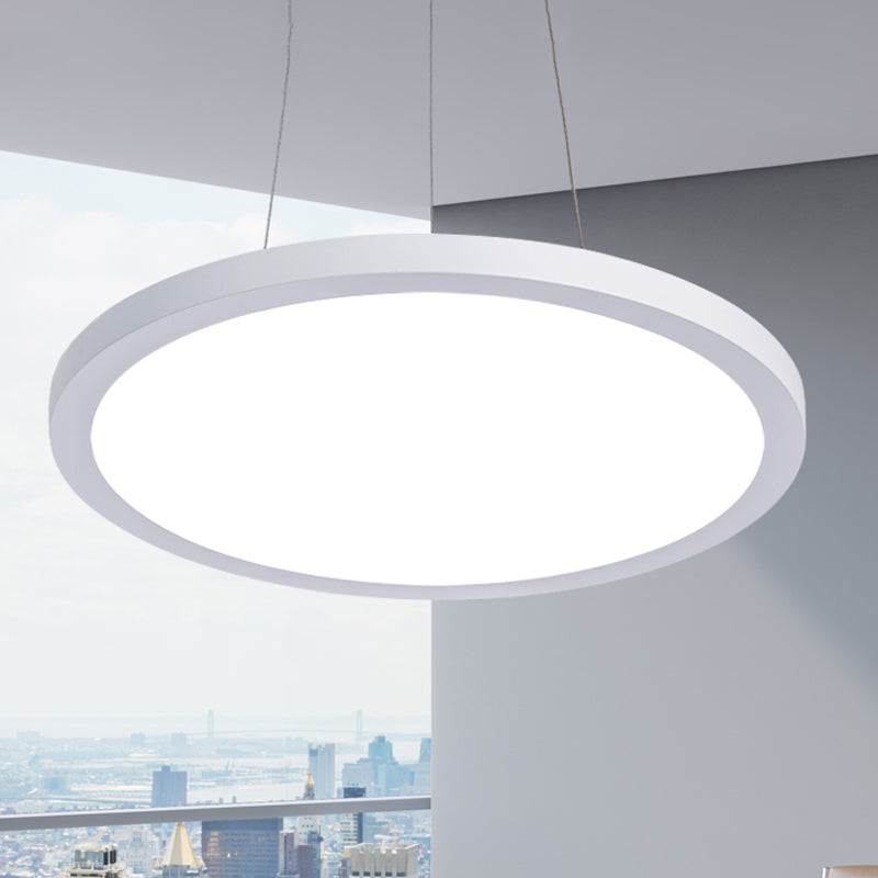 16"/19.5" Wide Plate Hanging Lamp Modern Metal Led White Ceiling Pendant Light for Office in White Light/Remote Control Stepless Dimming/Third Gear Clearhalo 'Ceiling Lights' 'Modern Pendants' 'Modern' 'Pendant Lights' 'Pendants' Lighting' 243648