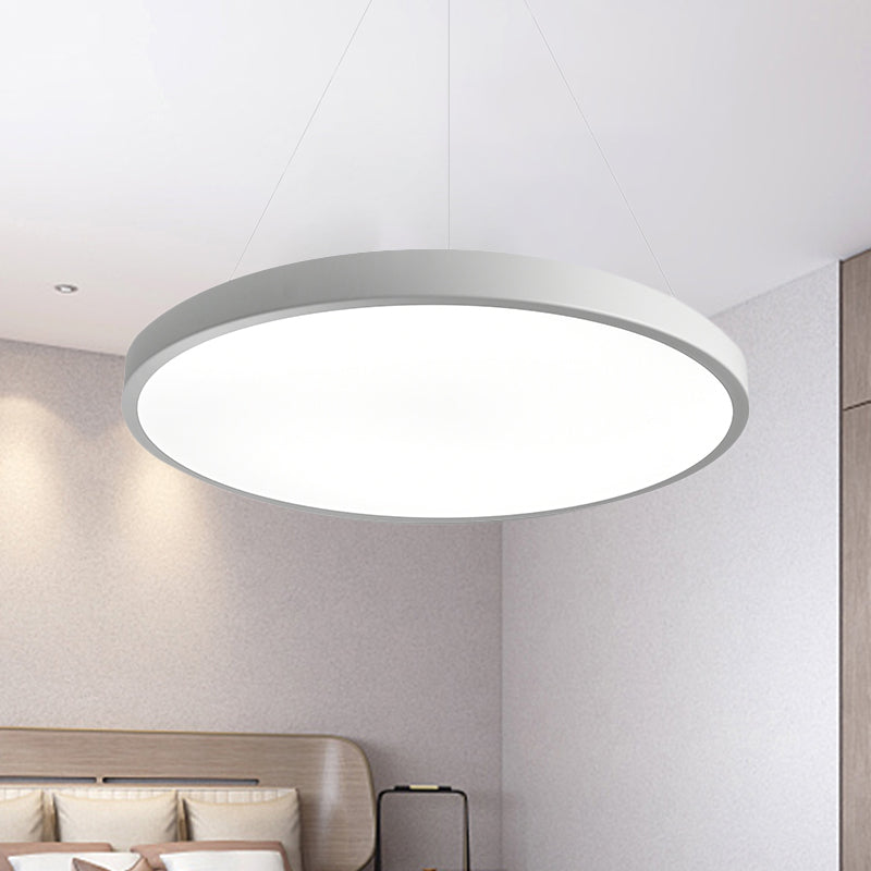 16"/19.5" Wide Plate Hanging Lamp Modern Metal Led White Ceiling Pendant Light for Office in White Light/Remote Control Stepless Dimming/Third Gear Clearhalo 'Ceiling Lights' 'Modern Pendants' 'Modern' 'Pendant Lights' 'Pendants' Lighting' 243649