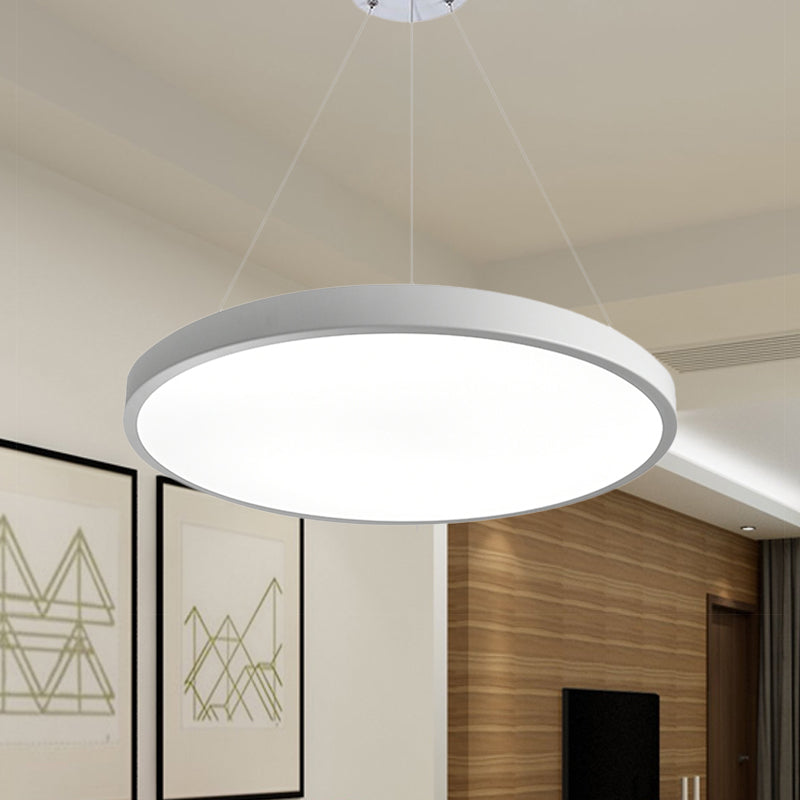 16"/19.5" Wide Plate Hanging Lamp Modern Metal Led White Ceiling Pendant Light for Office in White Light/Remote Control Stepless Dimming/Third Gear Clearhalo 'Ceiling Lights' 'Modern Pendants' 'Modern' 'Pendant Lights' 'Pendants' Lighting' 243650