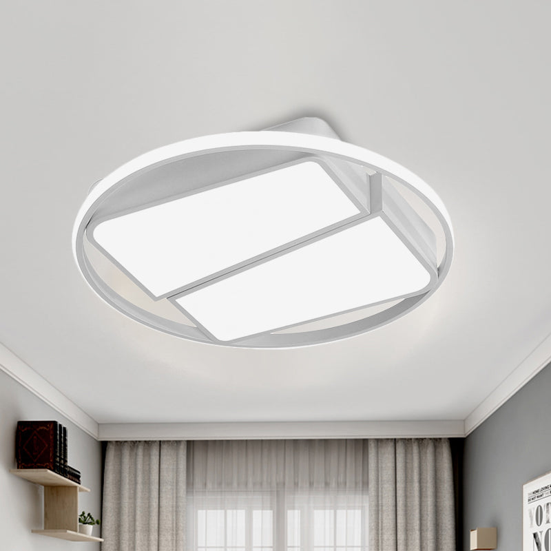 2-Trapezoid Ceiling Mount Light Modern Metal Black/White LED 16"/19.5" Wide Flush Light Fixture for Bedroom in Warm/White Light Clearhalo 'Ceiling Lights' 'Close To Ceiling Lights' 'Close to ceiling' 'Flush mount' Lighting' 243652