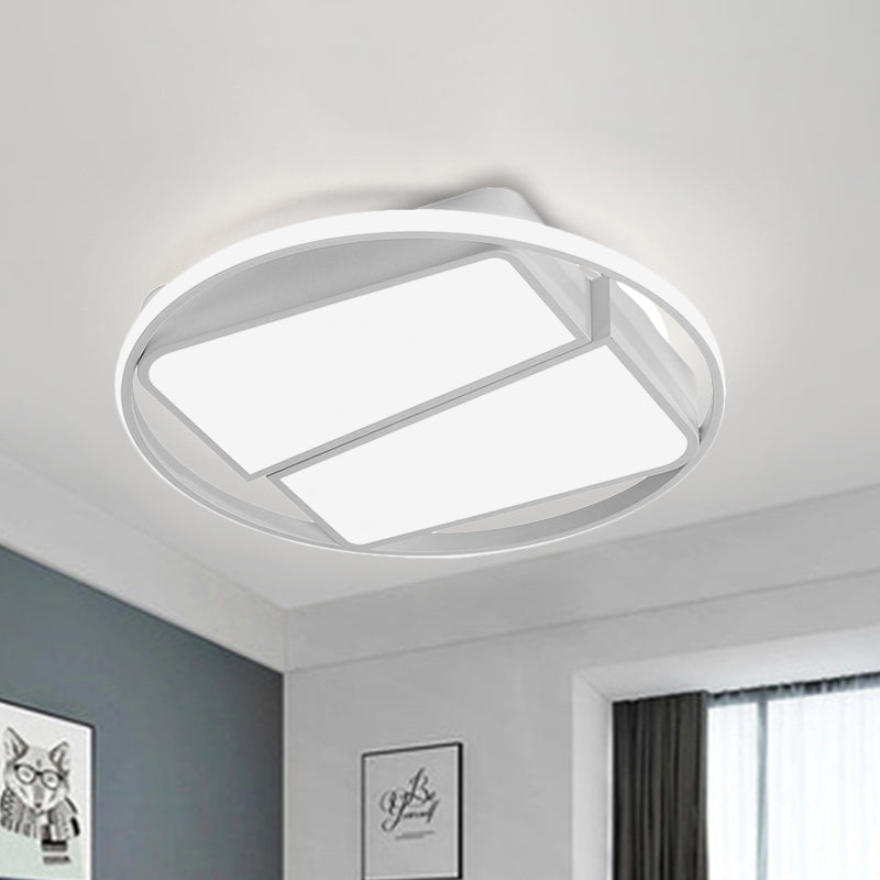 2-Trapezoid Ceiling Mount Light Modern Metal Black/White LED 16"/19.5" Wide Flush Light Fixture for Bedroom in Warm/White Light Clearhalo 'Ceiling Lights' 'Close To Ceiling Lights' 'Close to ceiling' 'Flush mount' Lighting' 243653