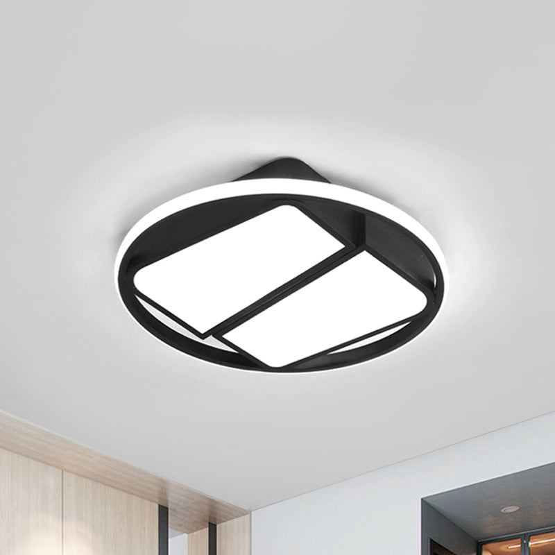 2-Trapezoid Ceiling Mount Light Modern Metal Black/White LED 16"/19.5" Wide Flush Light Fixture for Bedroom in Warm/White Light Clearhalo 'Ceiling Lights' 'Close To Ceiling Lights' 'Close to ceiling' 'Flush mount' Lighting' 243656