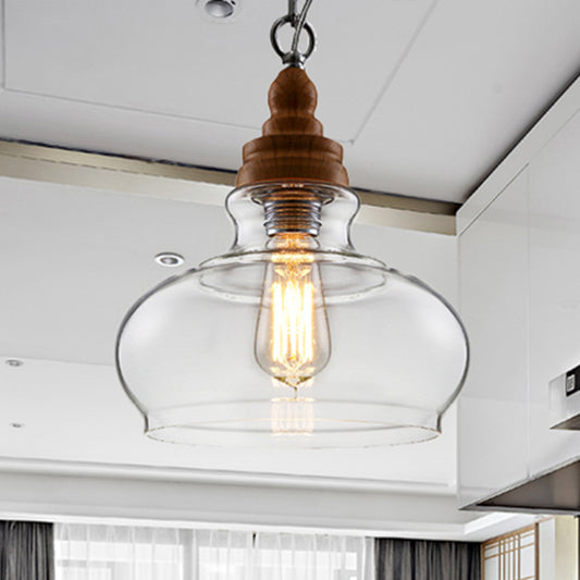 Globe/Bowl/Cone Clear Glass Pendant Lighting Modernist 1 Light Brown Ceiling Lamp Kit with Chain for Restaurant Clearhalo 'Ceiling Lights' 'Glass shade' 'Glass' 'Modern Pendants' 'Modern' 'Pendant Lights' 'Pendants' Lighting' 243663