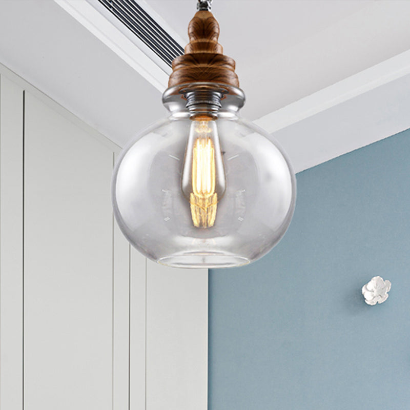 Globe/Bowl/Cone Clear Glass Pendant Lighting Modernist 1 Light Brown Ceiling Lamp Kit with Chain for Restaurant Clearhalo 'Ceiling Lights' 'Glass shade' 'Glass' 'Modern Pendants' 'Modern' 'Pendant Lights' 'Pendants' Lighting' 243665