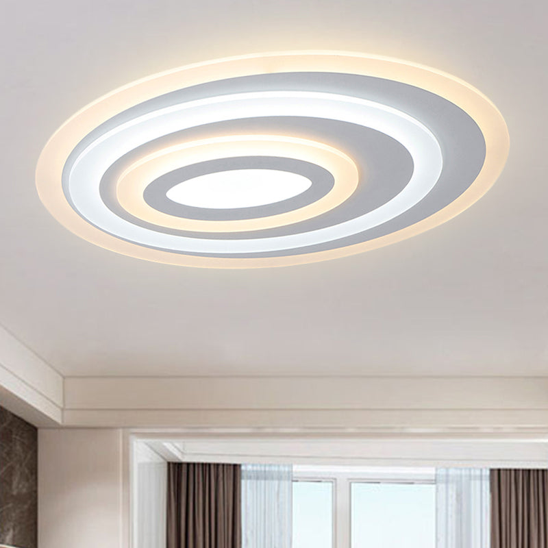 16"/19.5/25.5" Wide Oval Acrylic Flush Lamp Contemporary LED White Flush Mount Ceiling Fixture in Warm/White Light Clearhalo 'Ceiling Lights' 'Close To Ceiling Lights' 'Close to ceiling' 'Flush mount' Lighting' 243676