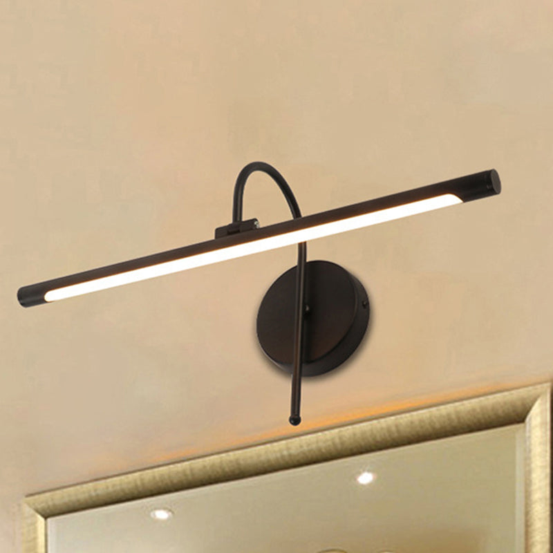 Contemporary LED Wall Lamp with Metal Shade Black/Nickel Tubular Shaped Vanity Lamp over Mirror, 16"/20" Diameter Black Clearhalo 'Cast Iron' 'Glass' 'Industrial' 'Modern wall lights' 'Modern' 'Tiffany' 'Traditional wall lights' 'Vanity Lights' 'Wall Lights' Lighting' 243738