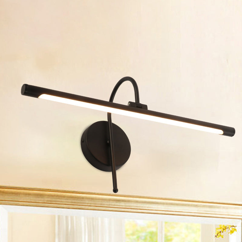 Contemporary LED Wall Lamp with Metal Shade Black/Nickel Tubular Shaped Vanity Lamp over Mirror, 16"/20" Diameter Clearhalo 'Cast Iron' 'Glass' 'Industrial' 'Modern wall lights' 'Modern' 'Tiffany' 'Traditional wall lights' 'Vanity Lights' 'Wall Lights' Lighting' 243739