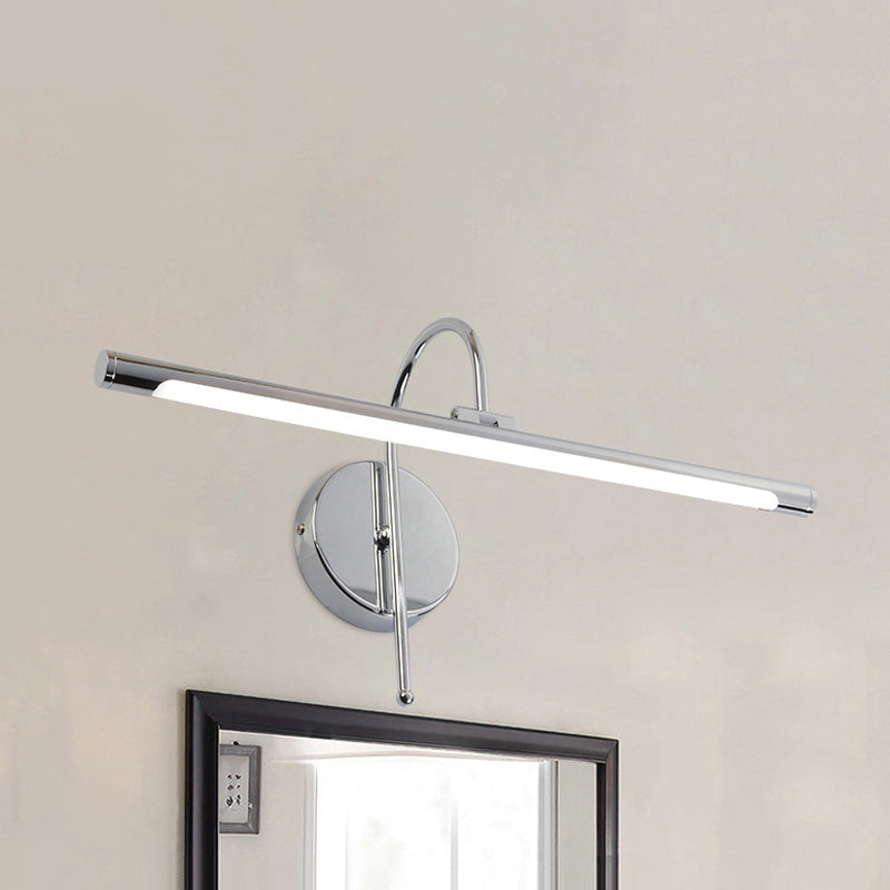 Contemporary LED Wall Lamp with Metal Shade Black/Nickel Tubular Shaped Vanity Lamp over Mirror, 16"/20" Diameter Chrome Clearhalo 'Cast Iron' 'Glass' 'Industrial' 'Modern wall lights' 'Modern' 'Tiffany' 'Traditional wall lights' 'Vanity Lights' 'Wall Lights' Lighting' 243740