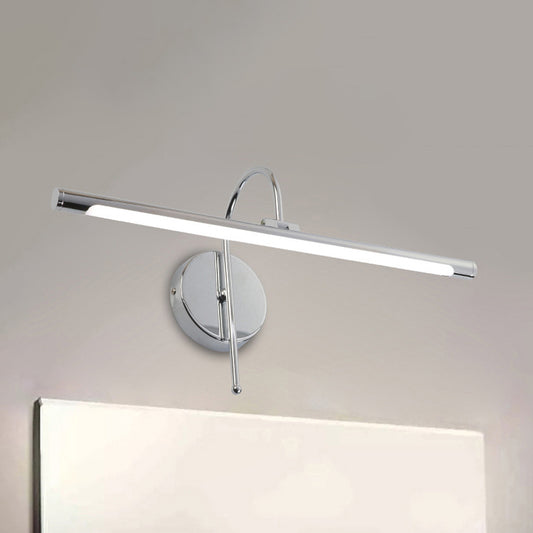 Contemporary LED Wall Lamp with Metal Shade Black/Nickel Tubular Shaped Vanity Lamp over Mirror, 16"/20" Diameter Clearhalo 'Cast Iron' 'Glass' 'Industrial' 'Modern wall lights' 'Modern' 'Tiffany' 'Traditional wall lights' 'Vanity Lights' 'Wall Lights' Lighting' 243741