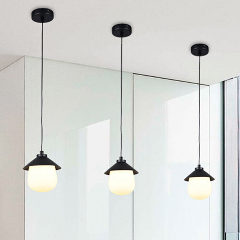 Cone Pendant Lighting with Oval Glass Shade Minimalist Black Hanging Ceiling Light for Dining Room Clearhalo 'Ceiling Lights' 'Glass shade' 'Glass' 'Modern Pendants' 'Modern' 'Pendant Lights' 'Pendants' Lighting' 243759