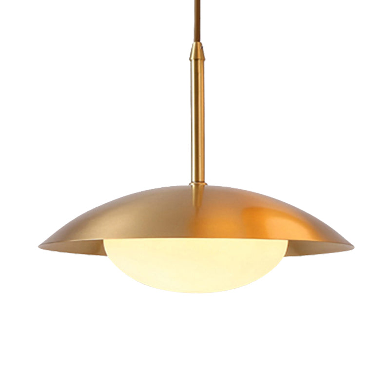 Hemisphere Metal Hanging Light with Glass Shade Simple Style Gold Single Head Pendant Light for Dining Room Clearhalo 'Ceiling Lights' 'Modern Pendants' 'Modern' 'Pendant Lights' 'Pendants' Lighting' 243776