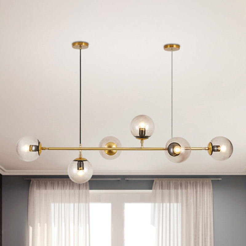 Smoke Gray Bubble Chandelier Lighting Six Lights Modern Glass Shade Island Light for Kitchen Dining Room Gold Clearhalo 'Ceiling Lights' 'Close To Ceiling Lights' 'Glass shade' 'Glass' 'Island Lights' Lighting' 243845