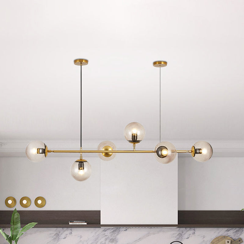 Smoke Gray Bubble Chandelier Lighting Six Lights Modern Glass Shade Island Light for Kitchen Dining Room Clearhalo 'Ceiling Lights' 'Close To Ceiling Lights' 'Glass shade' 'Glass' 'Island Lights' Lighting' 243846
