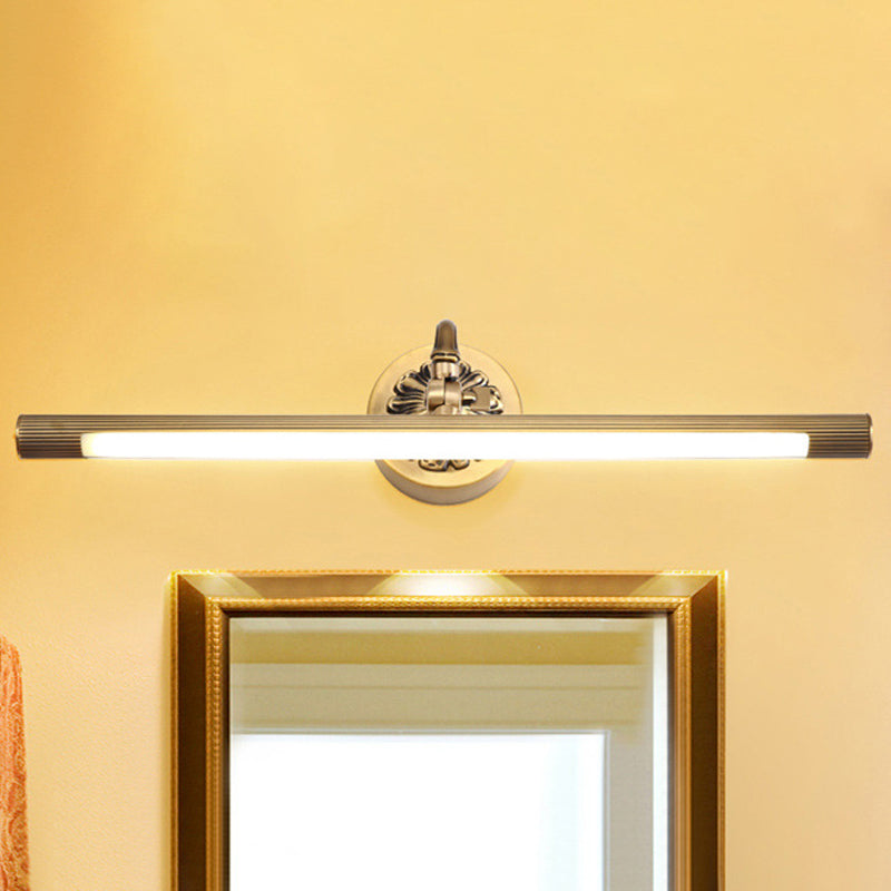 Brass Finish Tubular Wall Sconce Light Modernism Integrated LED Metal Vanity Lighting for Bathroom, 17"/22" W Brass Clearhalo 'Cast Iron' 'Glass' 'Industrial' 'Modern wall lights' 'Modern' 'Tiffany' 'Traditional wall lights' 'Vanity Lights' 'Wall Lights' Lighting' 243849
