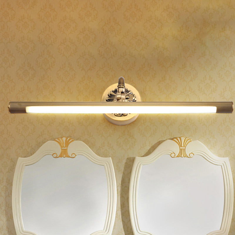 Brass Finish Tubular Wall Sconce Light Modernism Integrated LED Metal Vanity Lighting for Bathroom, 17"/22" W Clearhalo 'Cast Iron' 'Glass' 'Industrial' 'Modern wall lights' 'Modern' 'Tiffany' 'Traditional wall lights' 'Vanity Lights' 'Wall Lights' Lighting' 243850