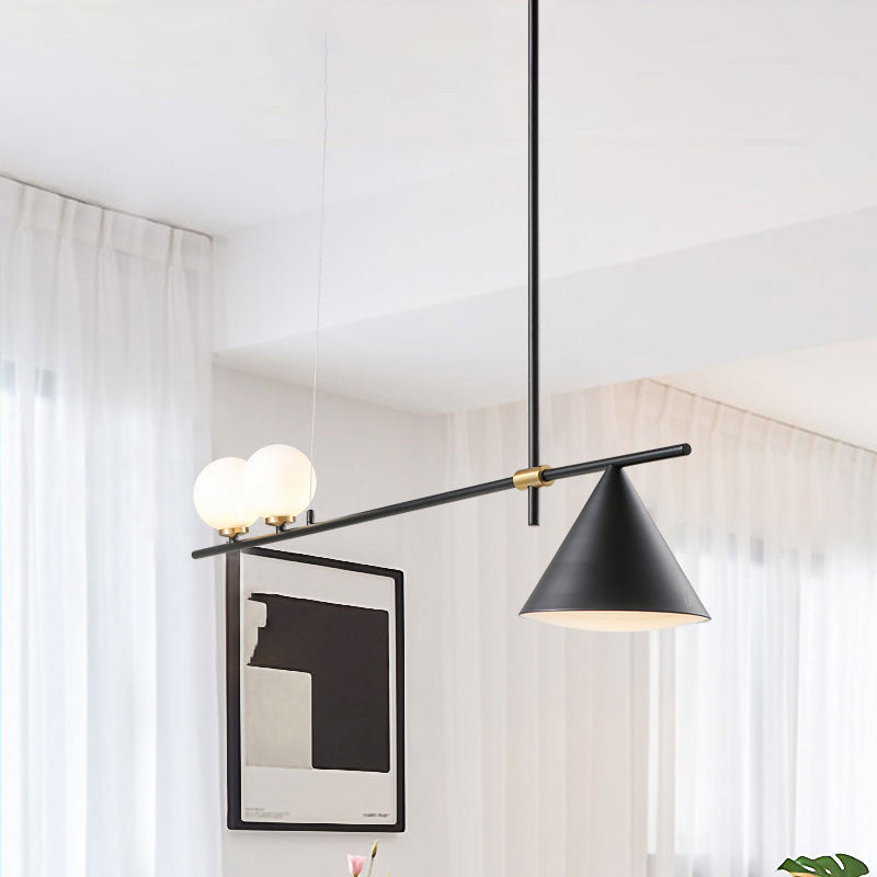 Triple Light Linear Chandelier Contemporary Metal Island Lighting in Black/Gold Black Clearhalo 'Ceiling Lights' 'Island Lights' Lighting' 243856