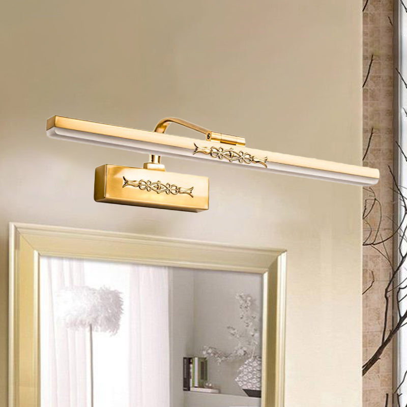 Vintage Linear Metallic Wall Sconce Light Integrated LED Vanity Lighting Fixture in Brass Finish, 15" Width Brass 15" Clearhalo 'Cast Iron' 'Glass' 'Industrial' 'Modern wall lights' 'Modern' 'Tiffany' 'Traditional wall lights' 'Vanity Lights' 'Wall Lights' Lighting' 243881