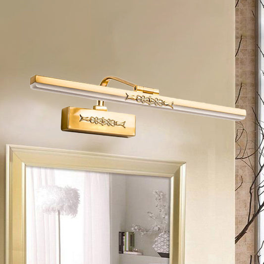 Vintage Linear Metallic Wall Sconce Light Integrated LED Vanity Lighting Fixture in Brass Finish, 15" Width Brass 15" Clearhalo 'Cast Iron' 'Glass' 'Industrial' 'Modern wall lights' 'Modern' 'Tiffany' 'Traditional wall lights' 'Vanity Lights' 'Wall Lights' Lighting' 243881