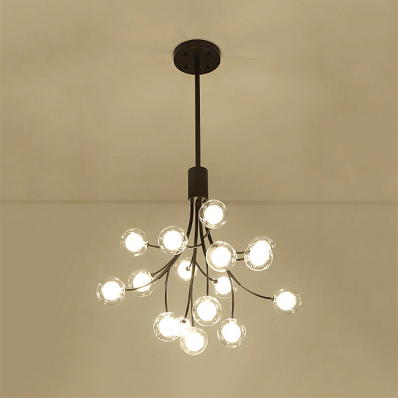 Black Finish Grape Hanging Chandelier 16 Lights Contemporary Metal Pendant Lamp Black Clearhalo 'Ceiling Lights' 'Chandeliers' 'Modern Chandeliers' 'Modern' Lighting' 243933