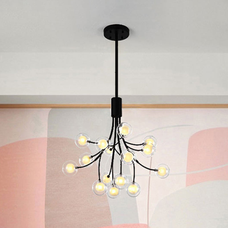 Black Finish Grape Hanging Chandelier 16 Lights Contemporary Metal Pendant Lamp Clearhalo 'Ceiling Lights' 'Chandeliers' 'Modern Chandeliers' 'Modern' Lighting' 243934