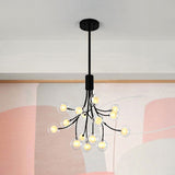 Black Finish Grape Hanging Chandelier 16 Lights Contemporary Metal Pendant Lamp Clearhalo 'Ceiling Lights' 'Chandeliers' 'Modern Chandeliers' 'Modern' Lighting' 243934