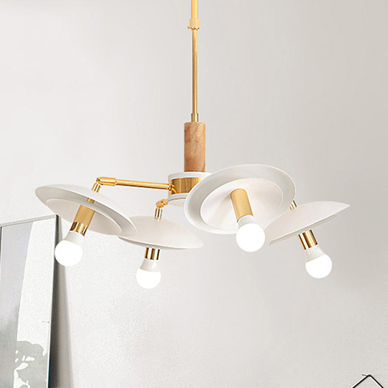 2 Tiers Hemishpere Hanging Light Simple Style Metal 4/6 Lights White Chandelier Light for Living Room Clearhalo 'Ceiling Lights' 'Chandeliers' 'Modern Chandeliers' 'Modern' Lighting' 243936