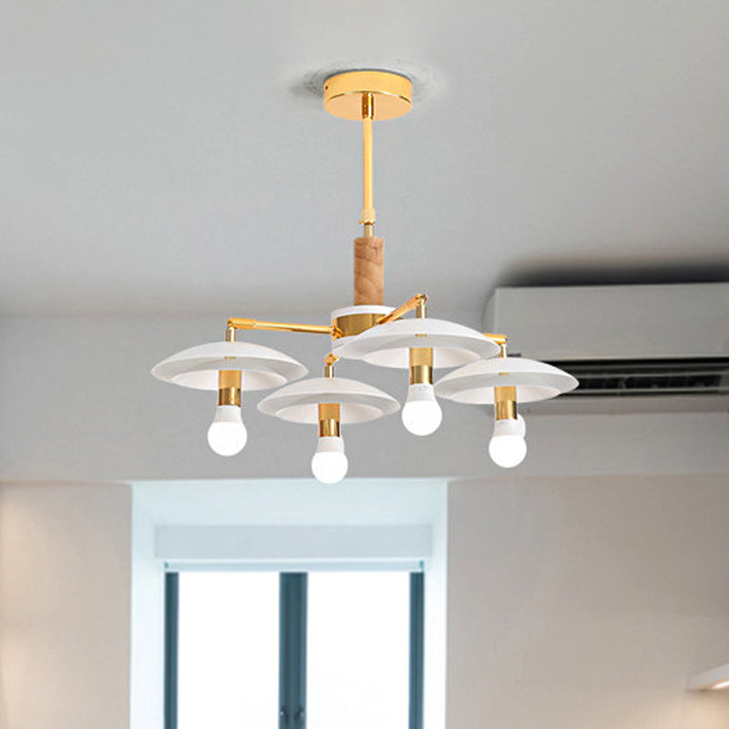 2 Tiers Hemishpere Hanging Light Simple Style Metal 4/6 Lights White Chandelier Light for Living Room Clearhalo 'Ceiling Lights' 'Chandeliers' 'Modern Chandeliers' 'Modern' Lighting' 243937