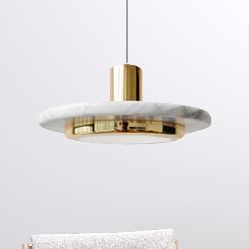 Disk Shape Metal Ceiling Pendant Fixture Modern LED Gold/Black Hanging Lighting Kit for Bedroom Gold Clearhalo 'Ceiling Lights' 'Modern Pendants' 'Modern' 'Pendant Lights' 'Pendants' Lighting' 243957