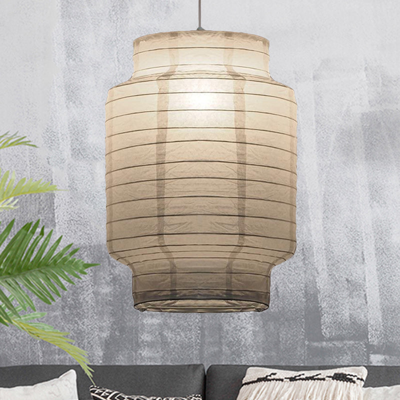 Lantern Ceiling Pendant Light Retro Fabric 8.5"/10.5"/11.5" Wide 1 Light White Hanging Lamp Kit White 10.5" Clearhalo 'Ceiling Lights' 'Modern Pendants' 'Modern' 'Pendant Lights' 'Pendants' Lighting' 243963