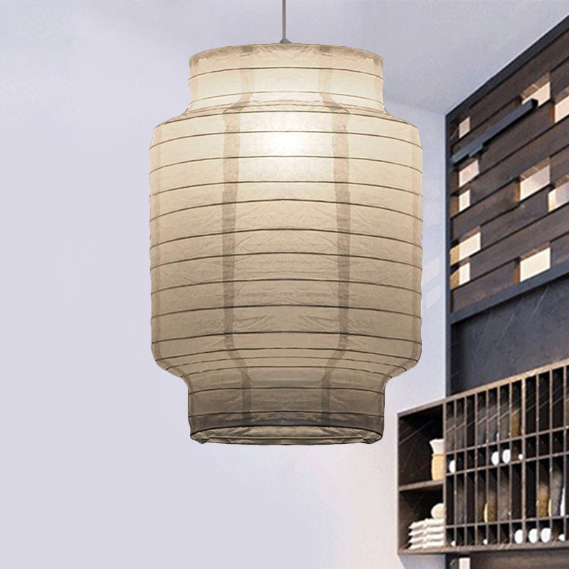 Lantern Ceiling Pendant Light Retro Fabric 8.5"/10.5"/11.5" Wide 1 Light White Hanging Lamp Kit Clearhalo 'Ceiling Lights' 'Modern Pendants' 'Modern' 'Pendant Lights' 'Pendants' Lighting' 243964