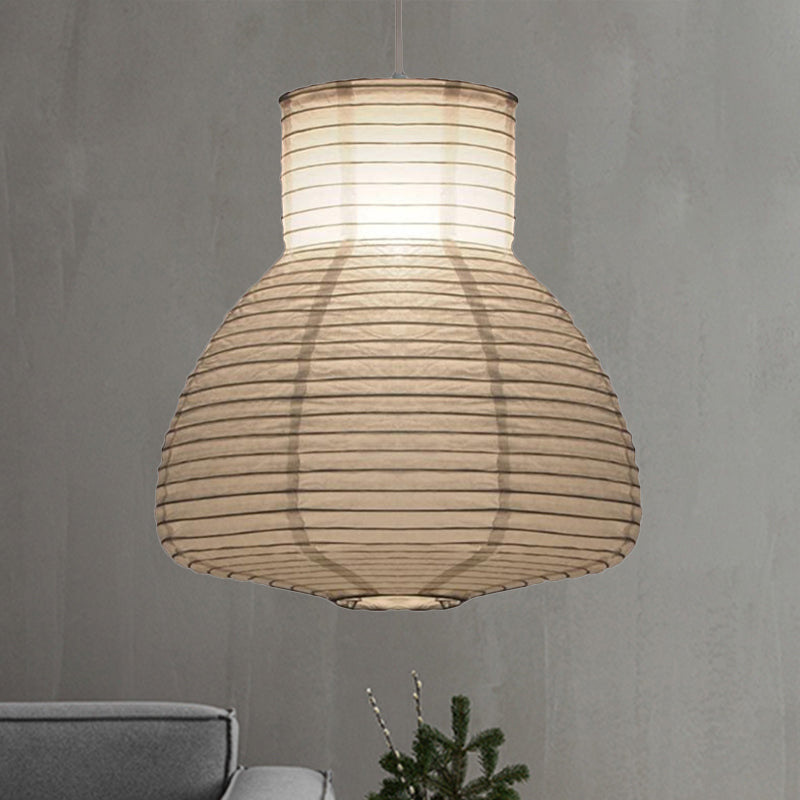 Lantern Ceiling Pendant Light Retro Fabric 8.5"/10.5"/11.5" Wide 1 Light White Hanging Lamp Kit White 11.5" Clearhalo 'Ceiling Lights' 'Modern Pendants' 'Modern' 'Pendant Lights' 'Pendants' Lighting' 243965