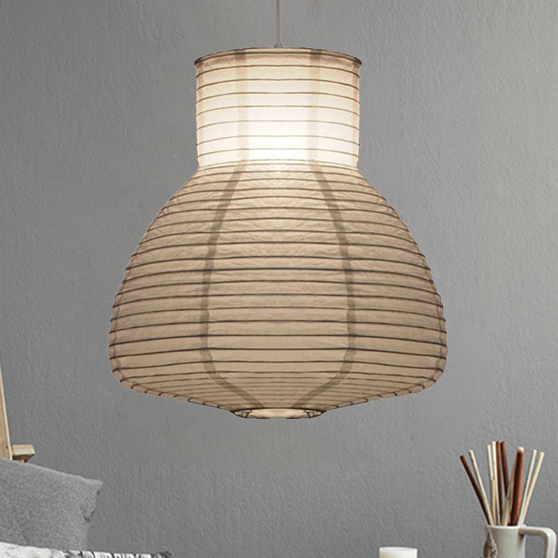 Lantern Ceiling Pendant Light Retro Fabric 8.5"/10.5"/11.5" Wide 1 Light White Hanging Lamp Kit Clearhalo 'Ceiling Lights' 'Modern Pendants' 'Modern' 'Pendant Lights' 'Pendants' Lighting' 243966