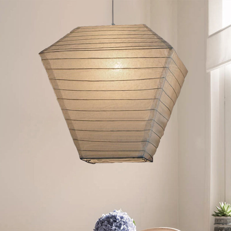 Lantern Ceiling Pendant Light Retro Fabric 8.5"/10.5"/11.5" Wide 1 Light White Hanging Lamp Kit Clearhalo 'Ceiling Lights' 'Modern Pendants' 'Modern' 'Pendant Lights' 'Pendants' Lighting' 243968