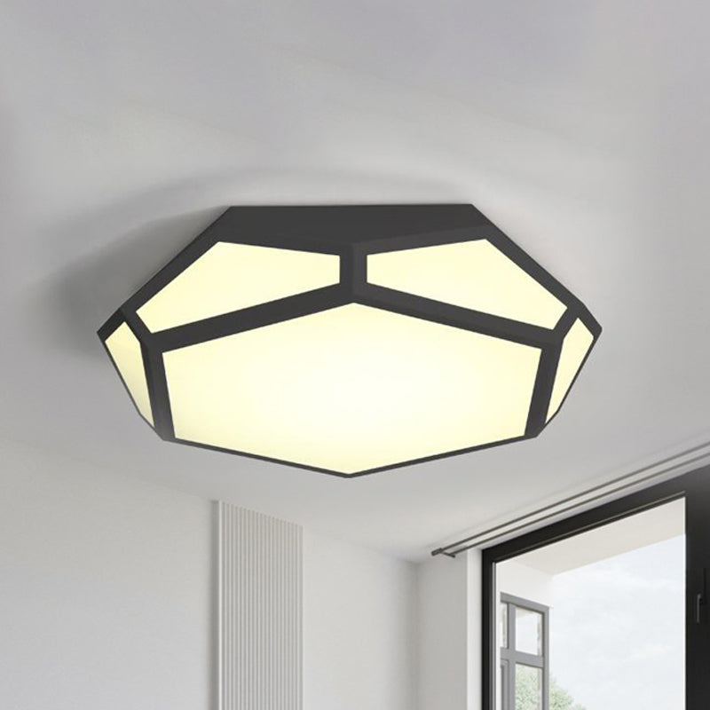 16.5"/20.5" Dia Metal Geometric Flush Mount Lighting with Acrylic Shade Nordic Black/White LED Ceiling Light in Warm/White Black Clearhalo 'Ceiling Lights' 'Close To Ceiling Lights' 'Close to ceiling' 'Flush mount' Lighting' 243981